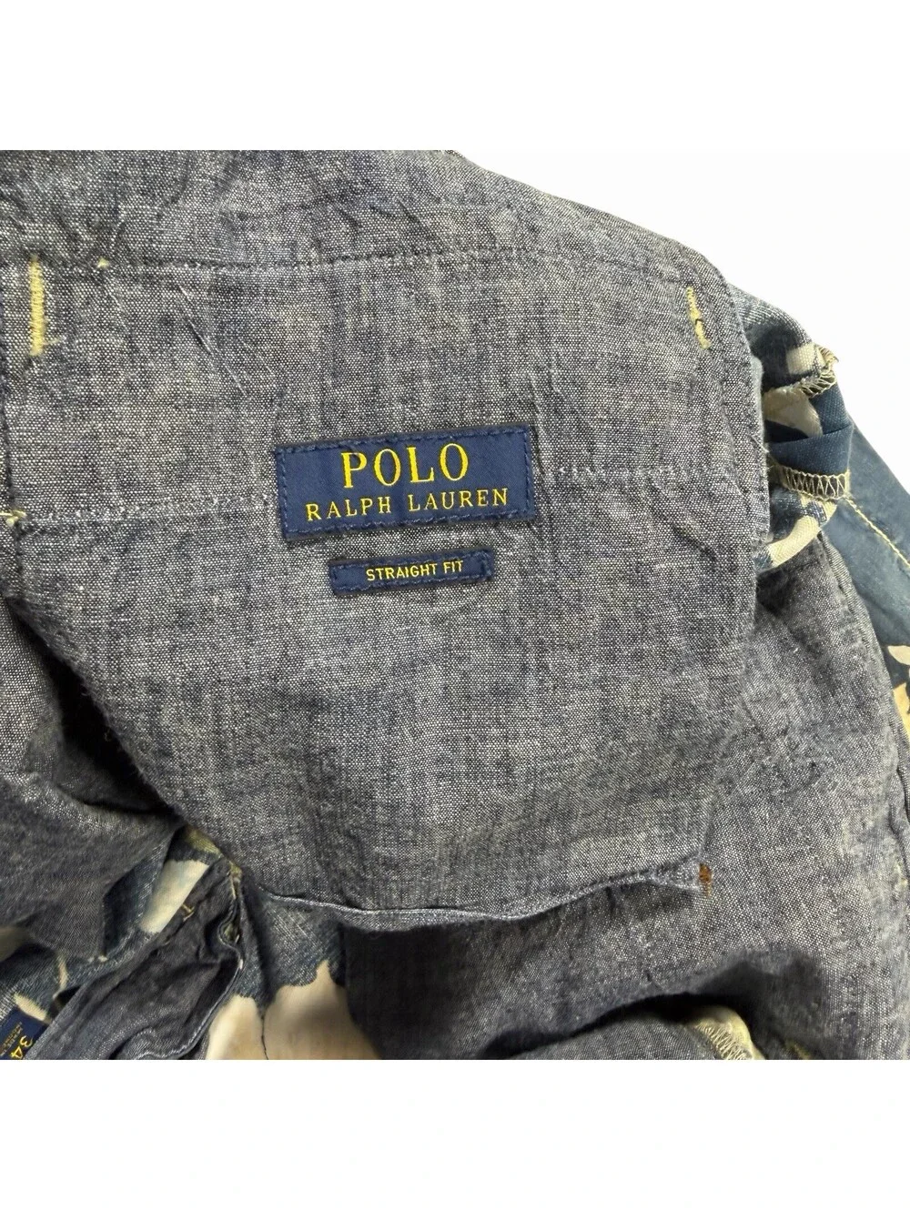 Polo Ralph Lauren Mens Blue Floral Print Linen Blend Shorts Size 34